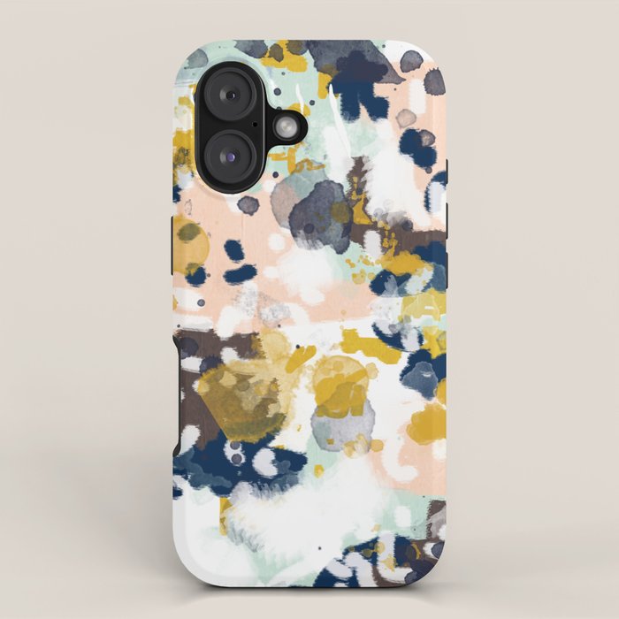 Sloane - Abstract painting in modern fresh colors navy, mint, blush, cream, white, and gold iPhone Case Gallery Image 1