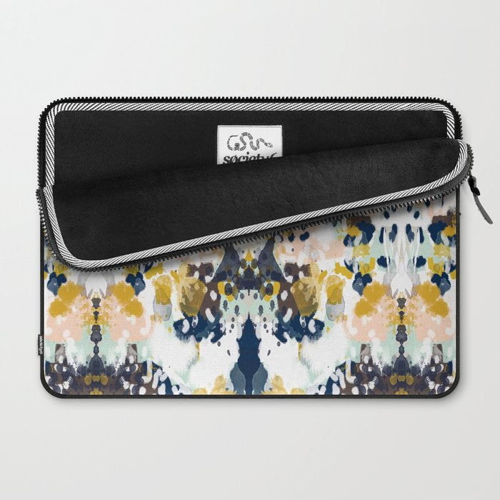 Sloane - Abstract painting in modern fresh colors navy, mint, blush, cream, white, and gold Laptop Sleeve Gallery Image 2