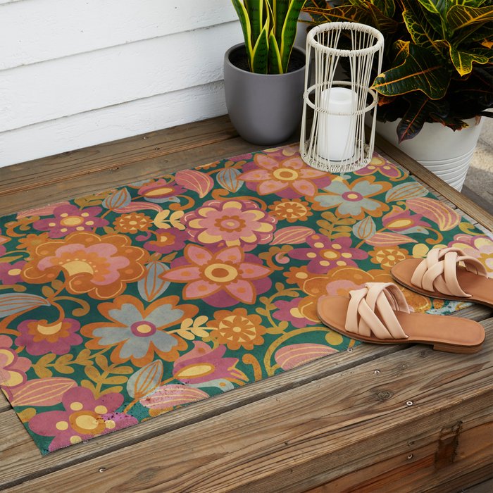 70s pattern Outdoor Rug Gallery Image 2