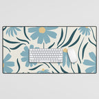 Happy Florals, Light Blue and Yellow Desk Mat Gallery Image 1