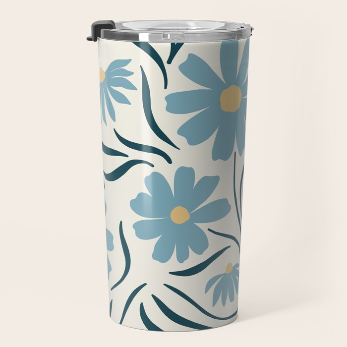 Happy Florals, Light Blue and Yellow Travel Mug Gallery Image 3
