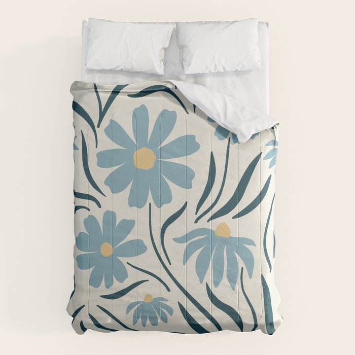 Happy Florals, Light Blue and Yellow Comforter Gallery Image 1