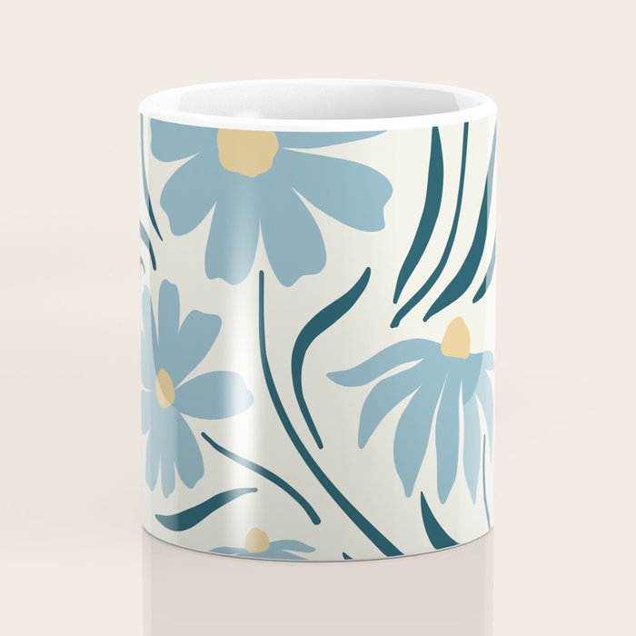 Happy Florals, Light Blue and Yellow Coffee Mug Gallery Image 4