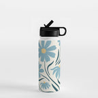Happy Florals, Light Blue and Yellow Water Bottle Gallery Image 1