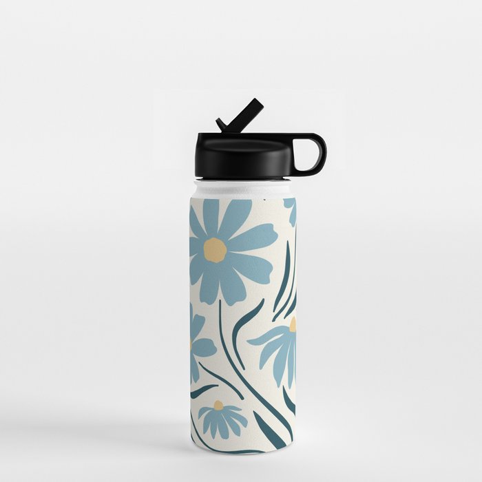 Happy Florals, Light Blue and Yellow Water Bottle Gallery Image 1
