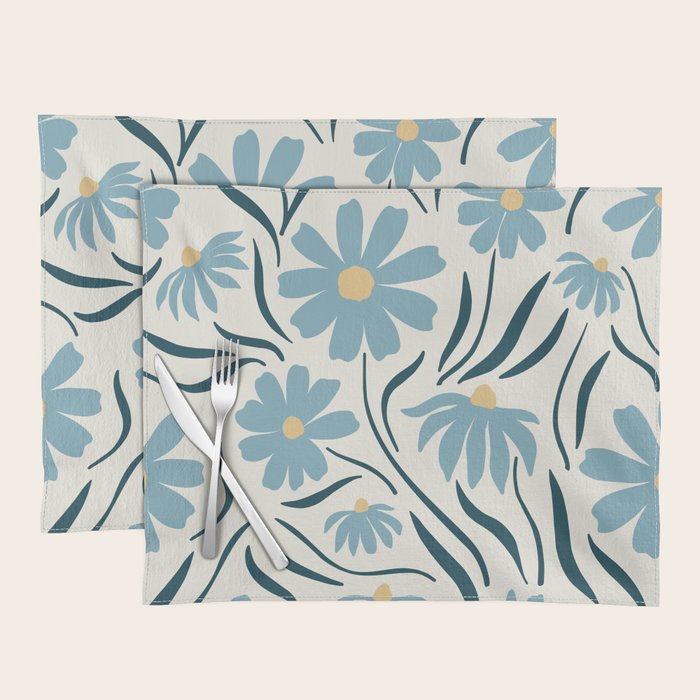 Happy Florals, Light Blue and Yellow Placemat Gallery Image 1