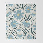 Happy Florals, Light Blue and Yellow Throw Blanket Gallery Image 2