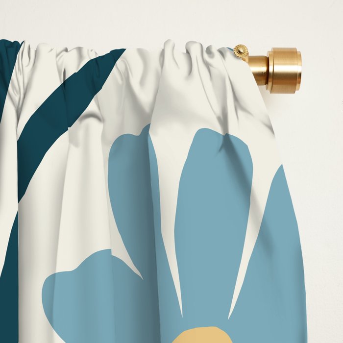 Happy Florals, Light Blue and Yellow Window Curtain Gallery Image 2