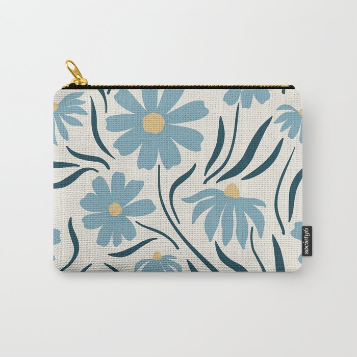 Happy Florals, Light Blue and Yellow Carry All Pouch Gallery Image 1