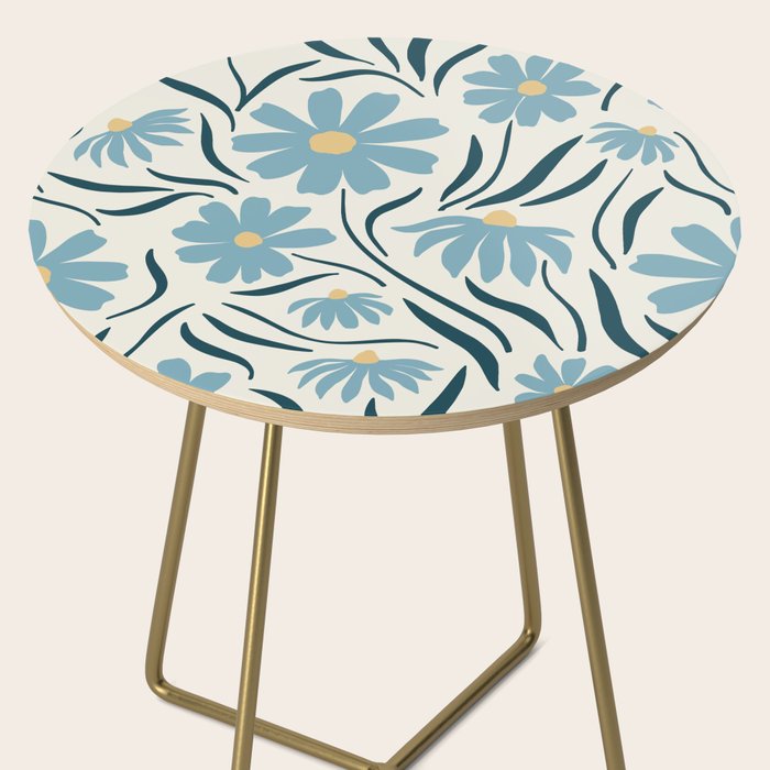 Happy Florals, Light Blue and Yellow Side Table Gallery Image 2