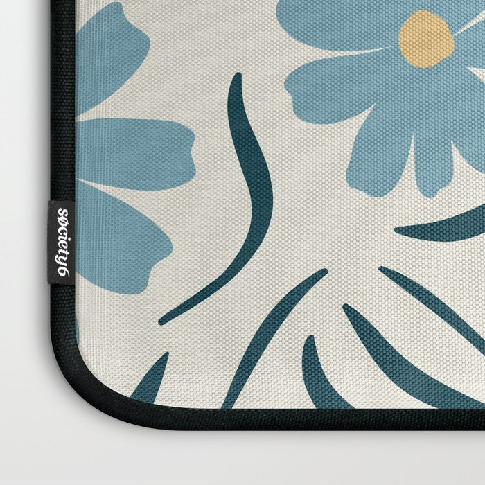 Happy Florals, Light Blue and Yellow Laptop Sleeve Gallery Image 3