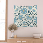 Happy Florals, Light Blue and Yellow Wall Tapestry Gallery Image 2
