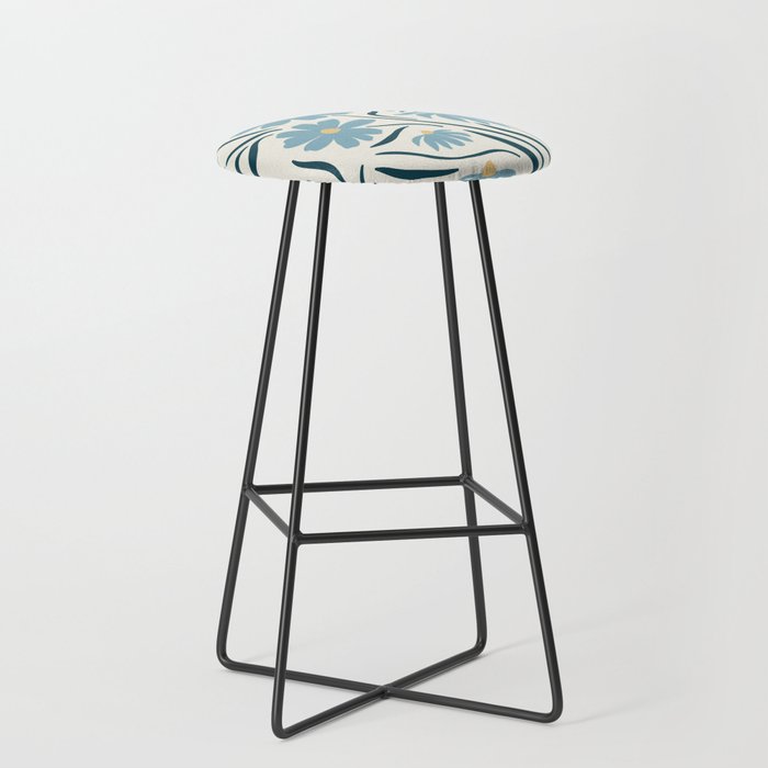 Happy Florals, Light Blue and Yellow Stool Gallery Image 1