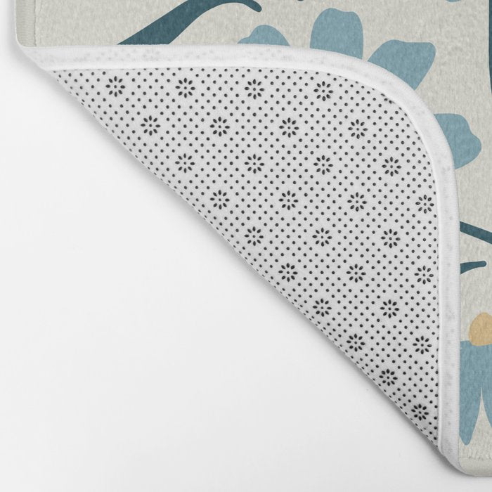 Happy Florals, Light Blue and Yellow Bath Mat Gallery Image 2