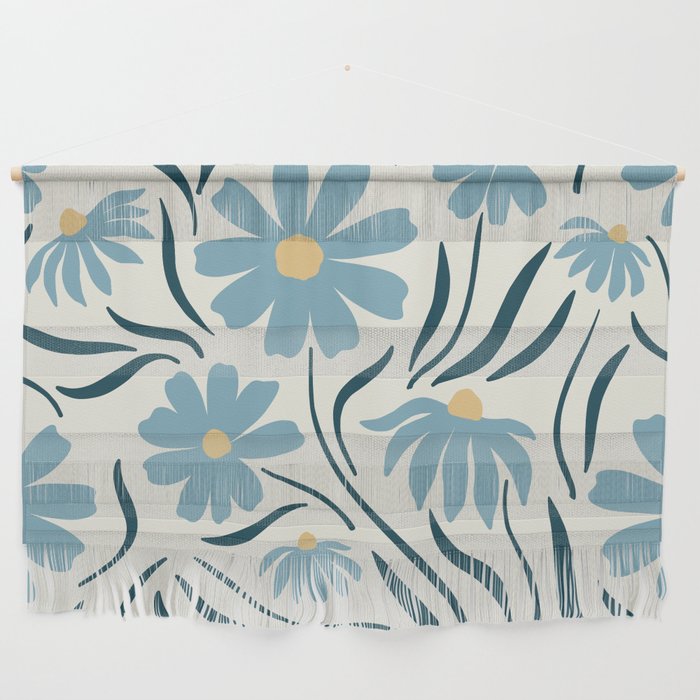 Happy Florals, Light Blue and Yellow Wall Hanging Gallery Image 1