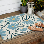 Happy Florals, Light Blue and Yellow Outdoor Rug Gallery Image 2