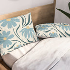 Happy Florals, Light Blue and Yellow Pillow Sham Gallery Image 2