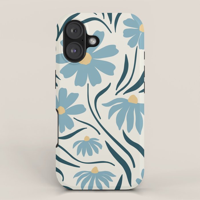 Happy Florals, Light Blue and Yellow iPhone Case Gallery Image 1