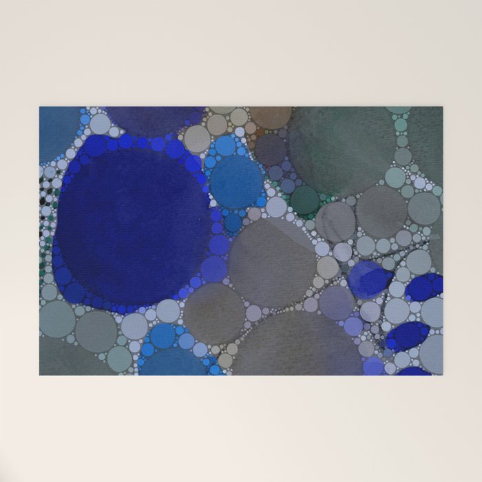 bluebirds and forget me nots - blue abstract art nature colorful happy Welcome Mat Gallery Image 1