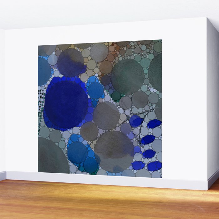 bluebirds and forget me nots - blue abstract art nature colorful happy Wall Mural Gallery Image 2