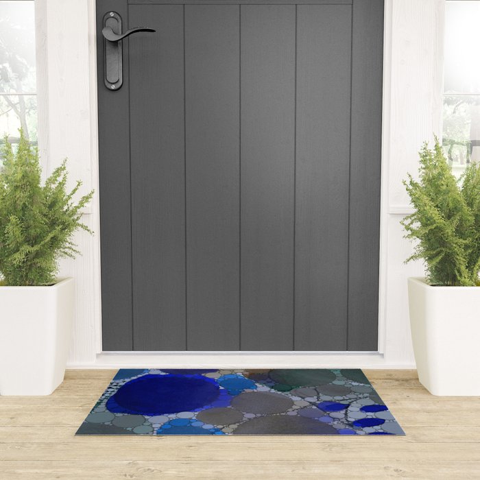 bluebirds and forget me nots - blue abstract art nature colorful happy Welcome Mat Gallery Image 3