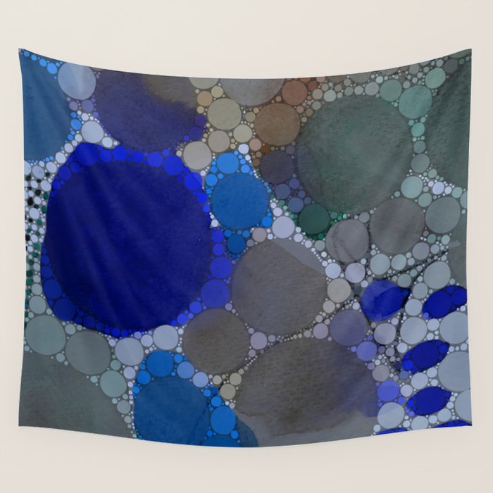 bluebirds and forget me nots - blue abstract art nature colorful happy Wall Tapestry Gallery Image 4