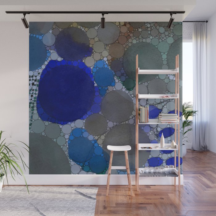 bluebirds and forget me nots - blue abstract art nature colorful happy Wall Mural Gallery Image 1