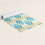 Mid Century Modern Abstract Floral Pattern in Turquoise Teal Aqua and Marigold Yoga Mat Gallery Image 2