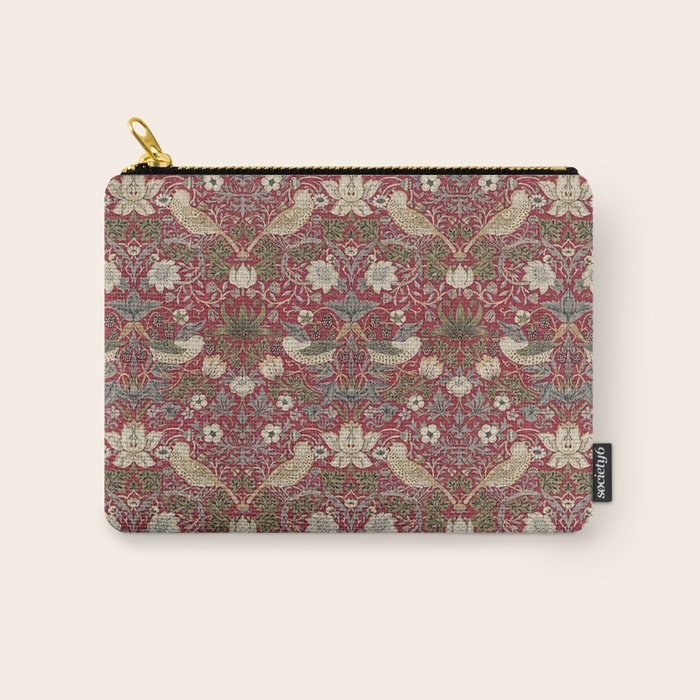 William Morris Strawberry Thief Crimson Red Carry All Pouch Gallery Image 1