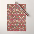 William Morris Strawberry Thief Crimson Red Wrapping Paper Gallery Image 1