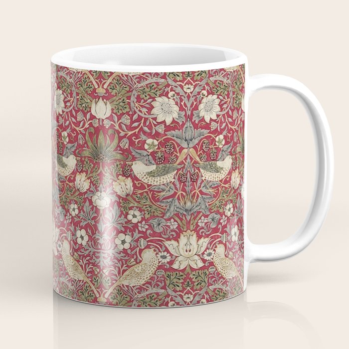 William Morris Strawberry Thief Crimson Red Coffee Mug Gallery Image 1