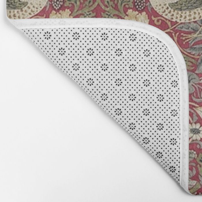 William Morris Strawberry Thief Crimson Red Bath Mat Gallery Image 2