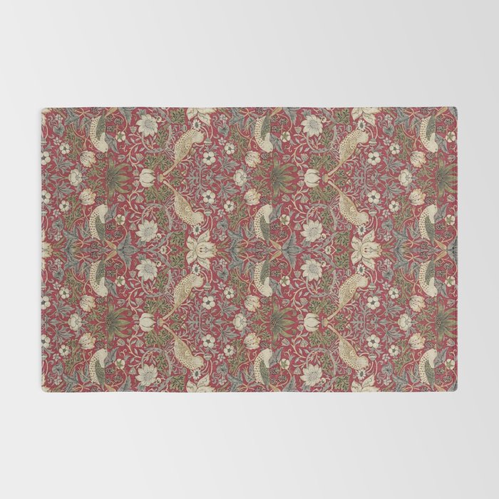 William Morris Strawberry Thief Crimson Red Rug Gallery Image 2
