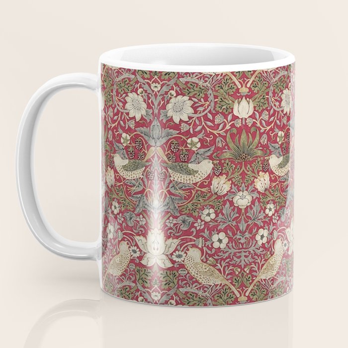 William Morris Strawberry Thief Crimson Red Coffee Mug Gallery Image 3