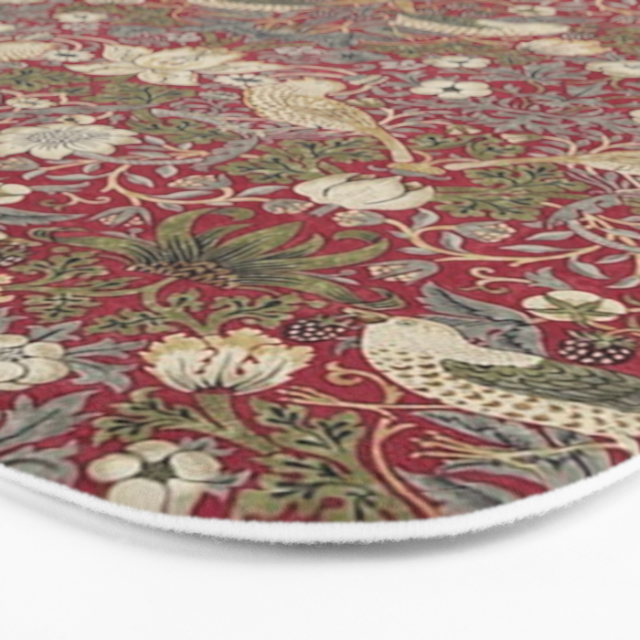 William Morris Strawberry Thief Crimson Red Bath Mat Gallery Image 3