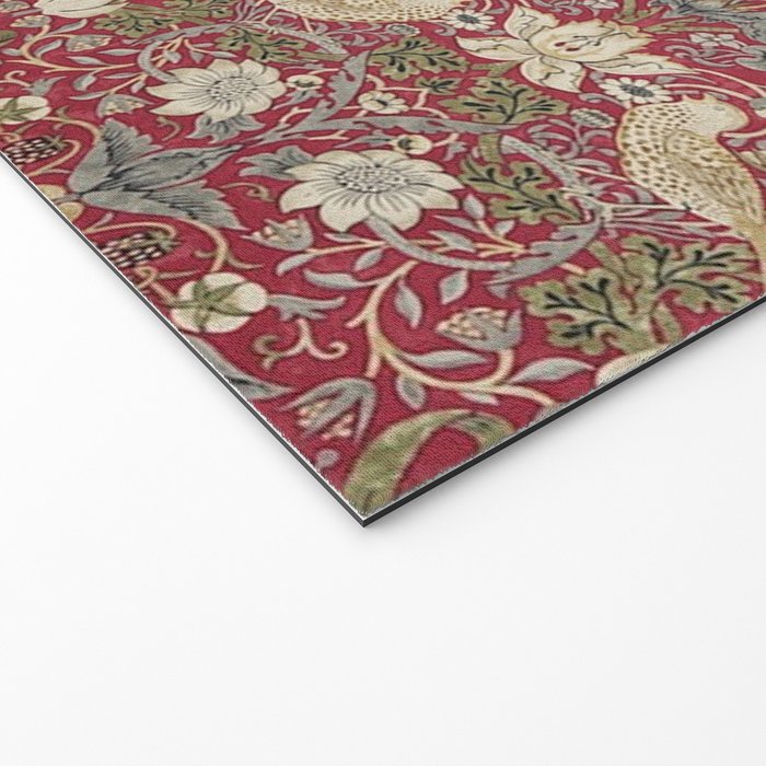 William Morris Strawberry Thief Crimson Red Welcome Mat Gallery Image 2