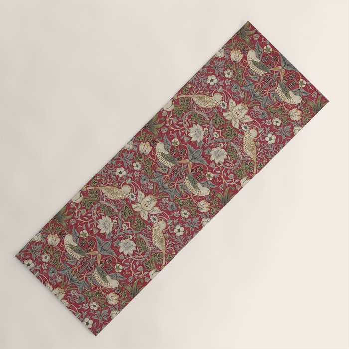 William Morris Strawberry Thief Crimson Red Yoga Mat Gallery Image 1