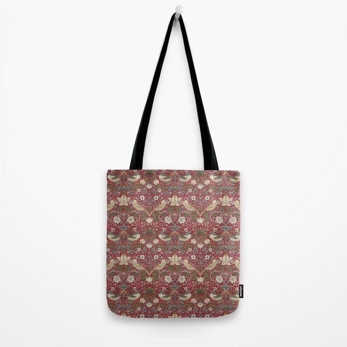William Morris Strawberry Thief Crimson Red Tote Bag Gallery Image 2