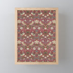 William Morris Strawberry Thief Crimson Red Mini Art Print Gallery Image 1