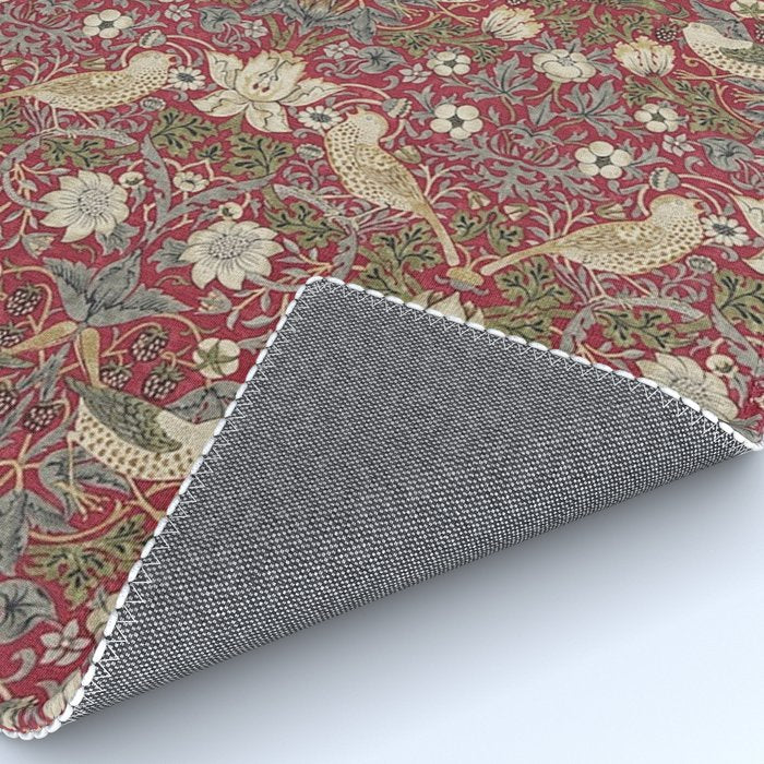 William Morris Strawberry Thief Crimson Red Rug Gallery Image 4