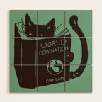 World Domination for Cats (Green) Wood Wall Art Gallery Image 1