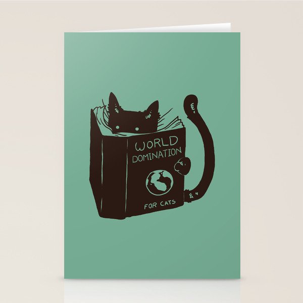 World Domination for Cats (Green) Stationery Card Gallery Image 2
