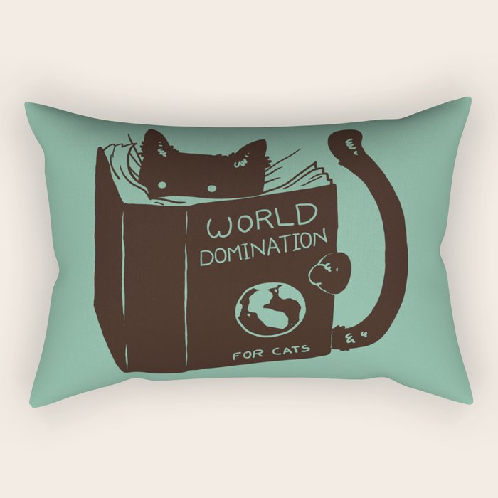 World Domination for Cats (Green) Rectangular Pillow Gallery Image 2