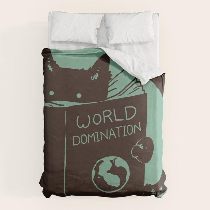 World Domination for Cats (Green) Duvet Cover Gallery Image 1