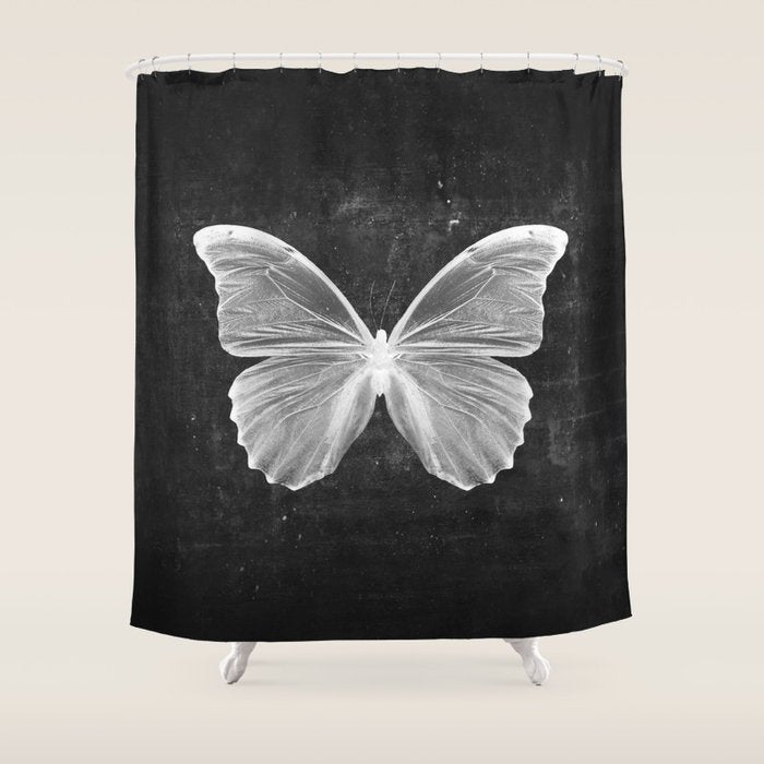 Butterfly in Black Shower Curtain Gallery Image 1