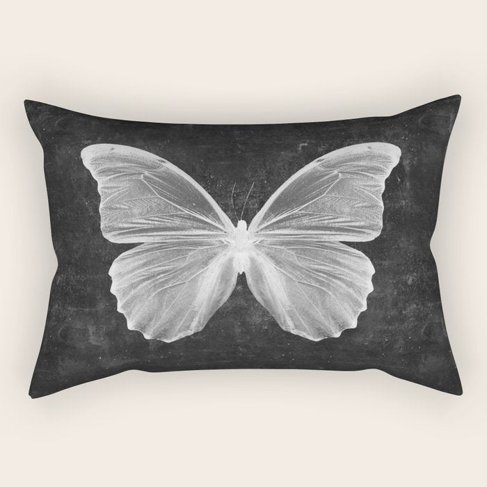 Butterfly in Black Rectangular Pillow Gallery Image 2