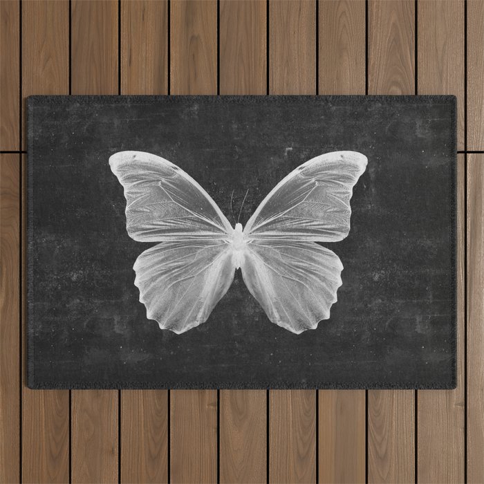 Butterfly in Black Outdoor Rug Gallery Image 1