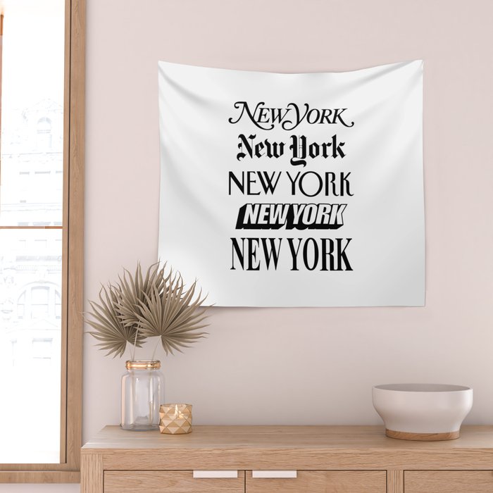I Heart New York City Black and White New York Poster I Love NYC Design black-white home wall decor Wall Tapestry Gallery Image 2