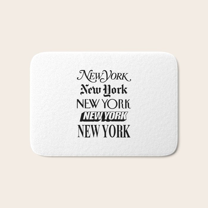 I Heart New York City Black and White New York Poster I Love NYC Design black-white home wall decor Bath Mat Gallery Image 1