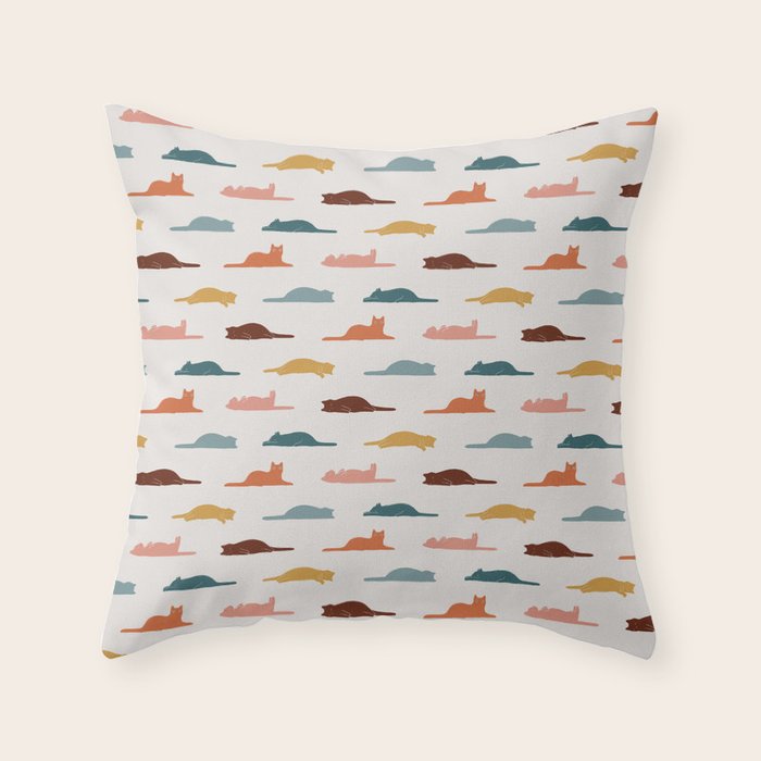 Lazy Cat Pattern Throw Pillow Gallery Image 1